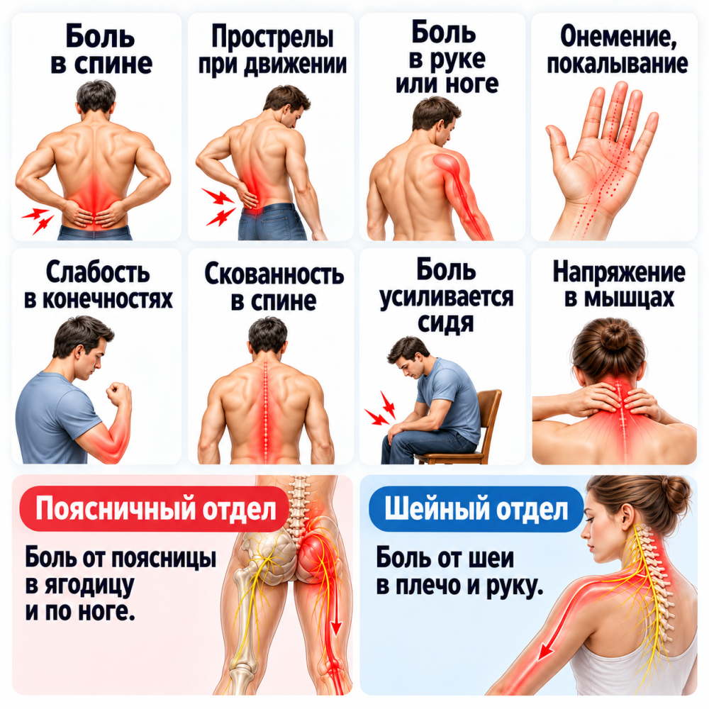 Симптомы грыжи позвоночника